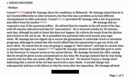 De nouveaux documents révèlent la trahison de Julian Assange par le gouvernement australien et détaillent ses souffrances en prison